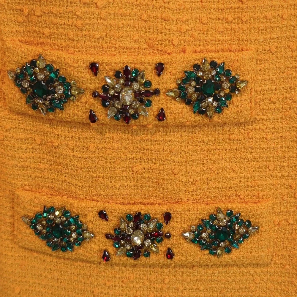 NWT Sz S Tuckernuck Yellow Bracelet Sleeve  Dress with Rhinestone Embellishments - Picture 3 of 5